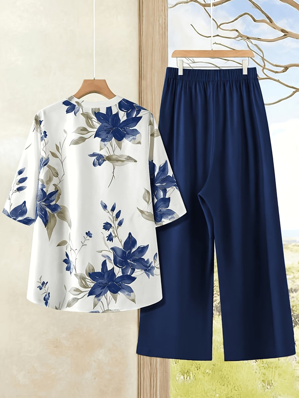Women's Casual Shirt & Long Pants 2-Piece Set