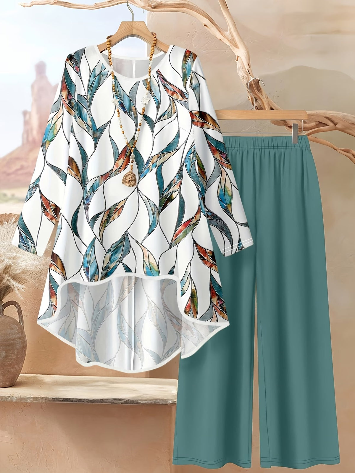 Women's Stylish Digital Print Top & Palazzo Pants Co-Ord