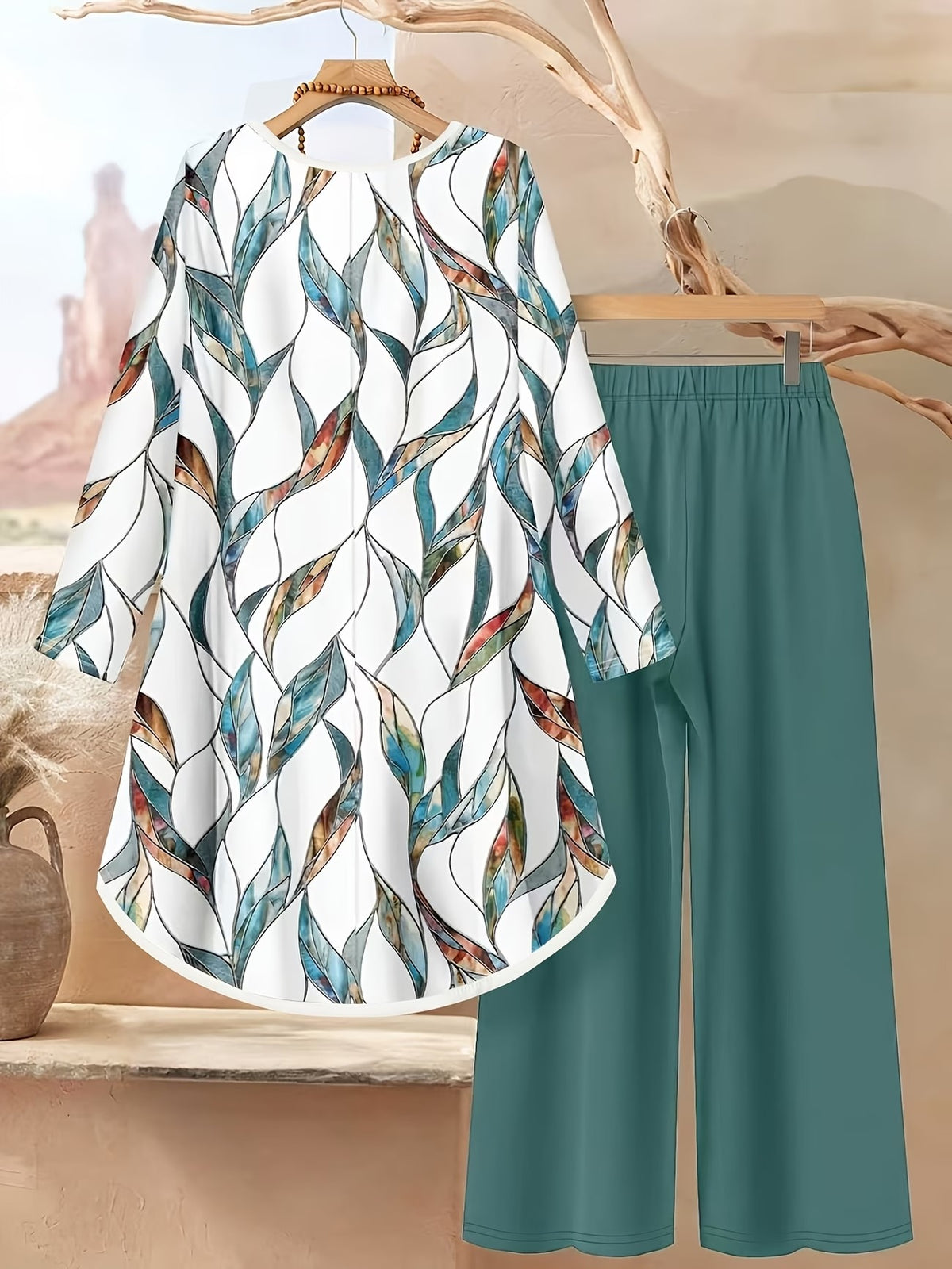 Women's Stylish Digital Print Top & Palazzo Pants Co-Ord