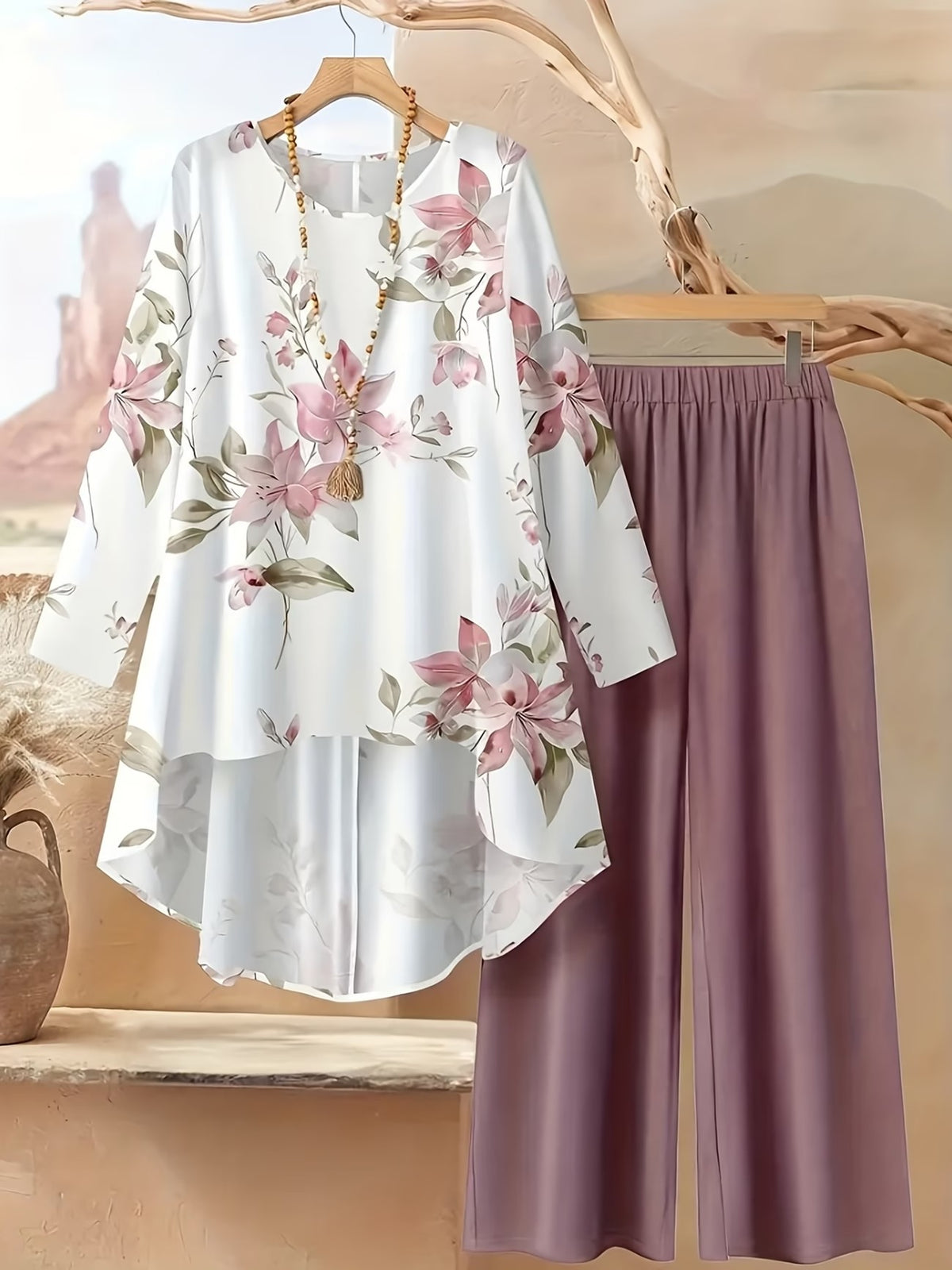 Women's Stylish Digital Print Top & Palazzo Pants Co-Ord