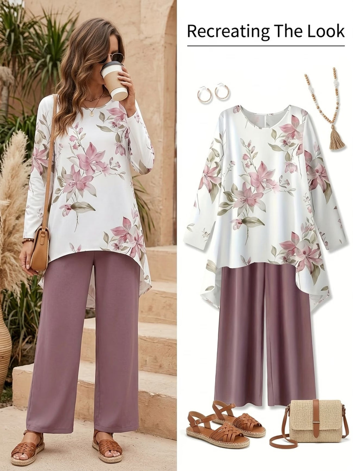 Women's Stylish Digital Print Top & Palazzo Pants Co-Ord