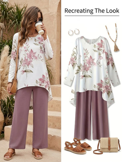 Women's Stylish Digital Print Top & Palazzo Pants Co-Ord