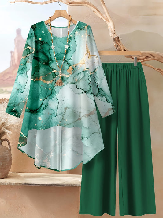 Women's Stylish Digital Print Top & Palazzo Pants Co-Ord