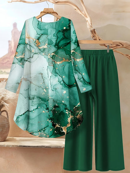 Women's Stylish Digital Print Top & Palazzo Pants Co-Ord