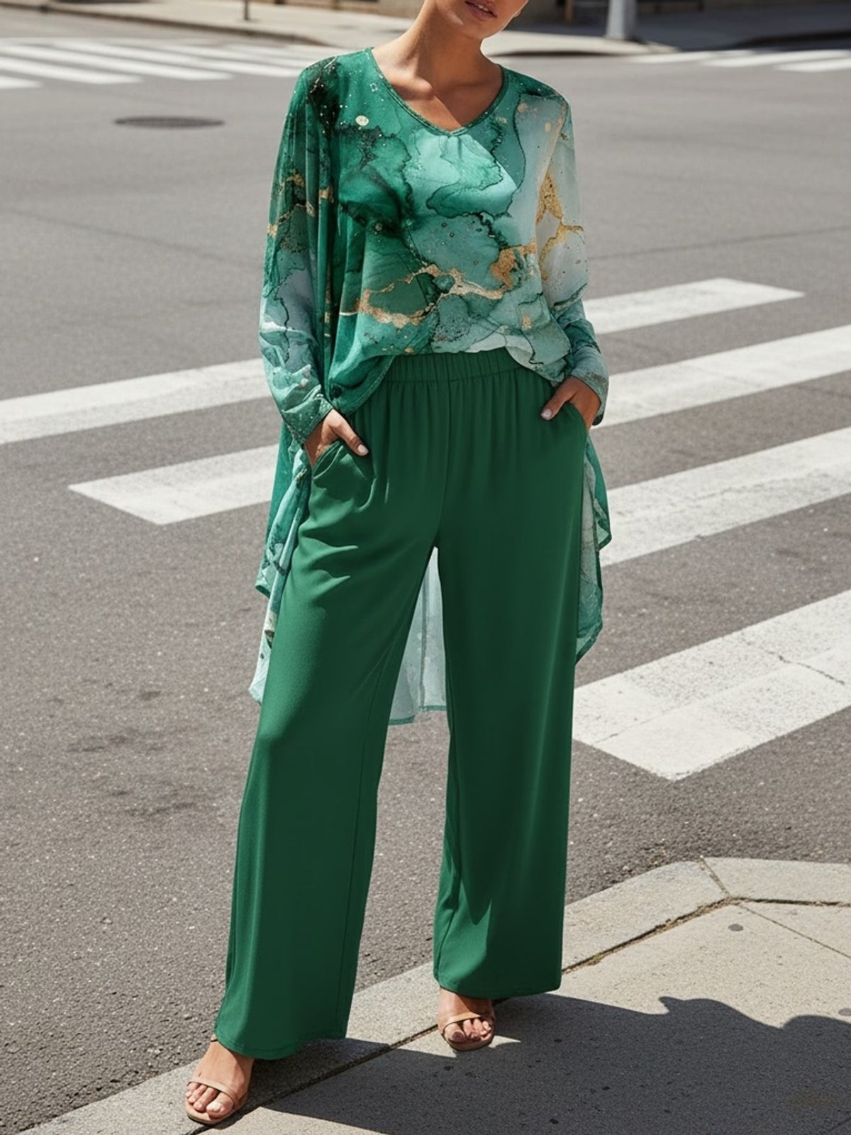 Women's Stylish Digital Print Top & Palazzo Pants Co-Ord