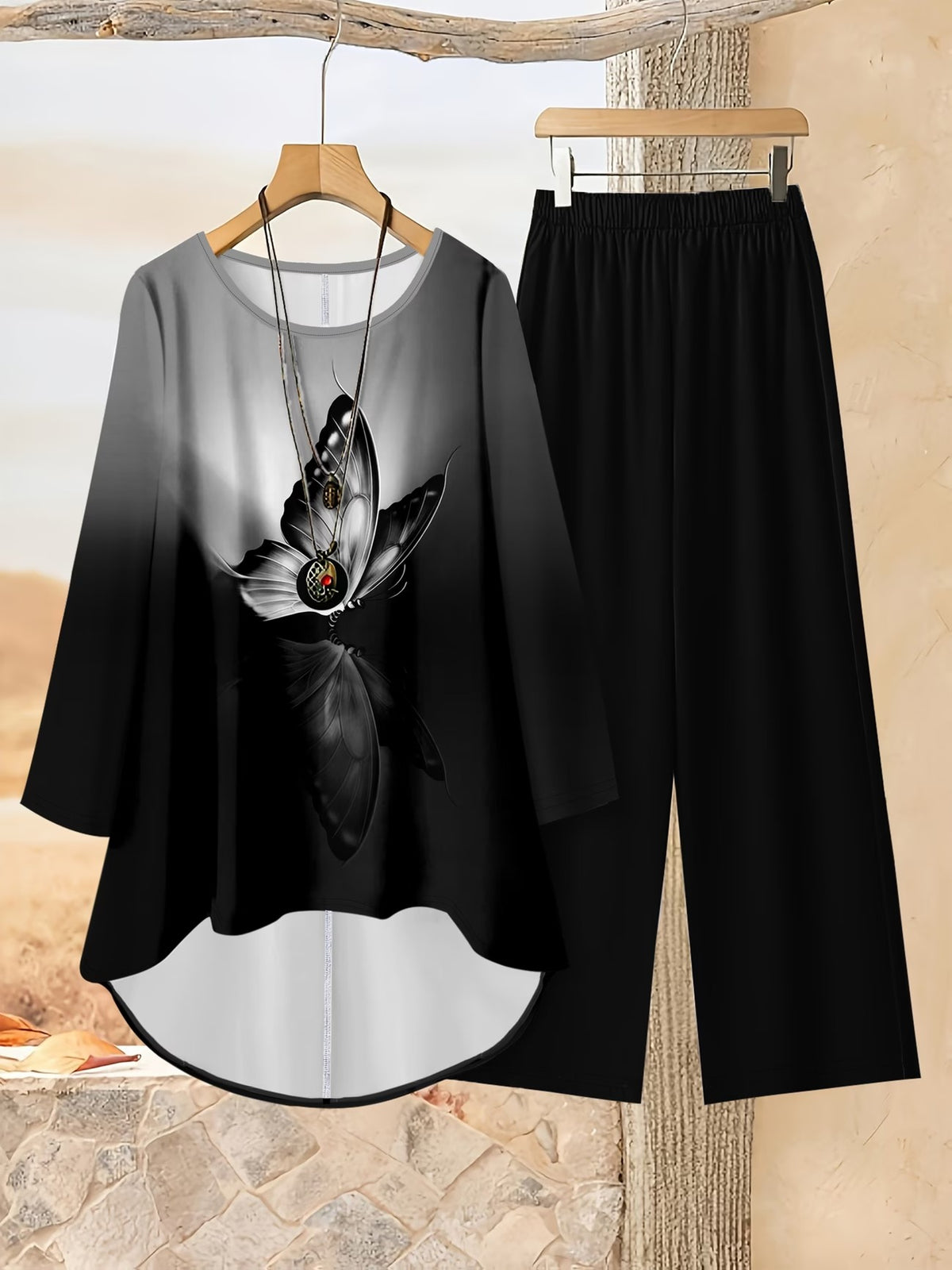 Women's Stylish Digital Print Top & Palazzo Pants Co-Ord