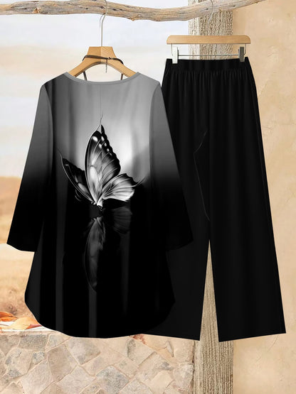 Women's Stylish Digital Print Top & Palazzo Pants Co-Ord