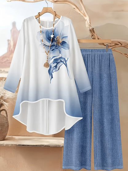 Women's Stylish Digital Print Top & Palazzo Pants Co-Ord