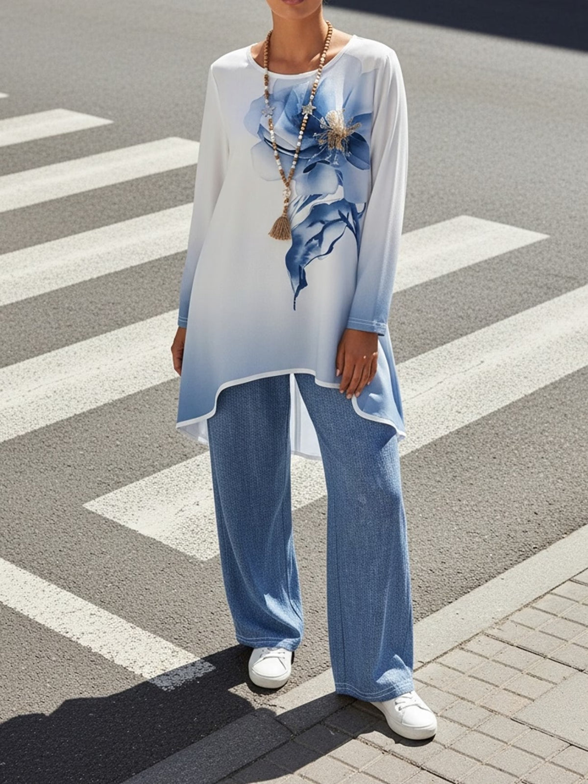 Women's Stylish Digital Print Top & Palazzo Pants Co-Ord