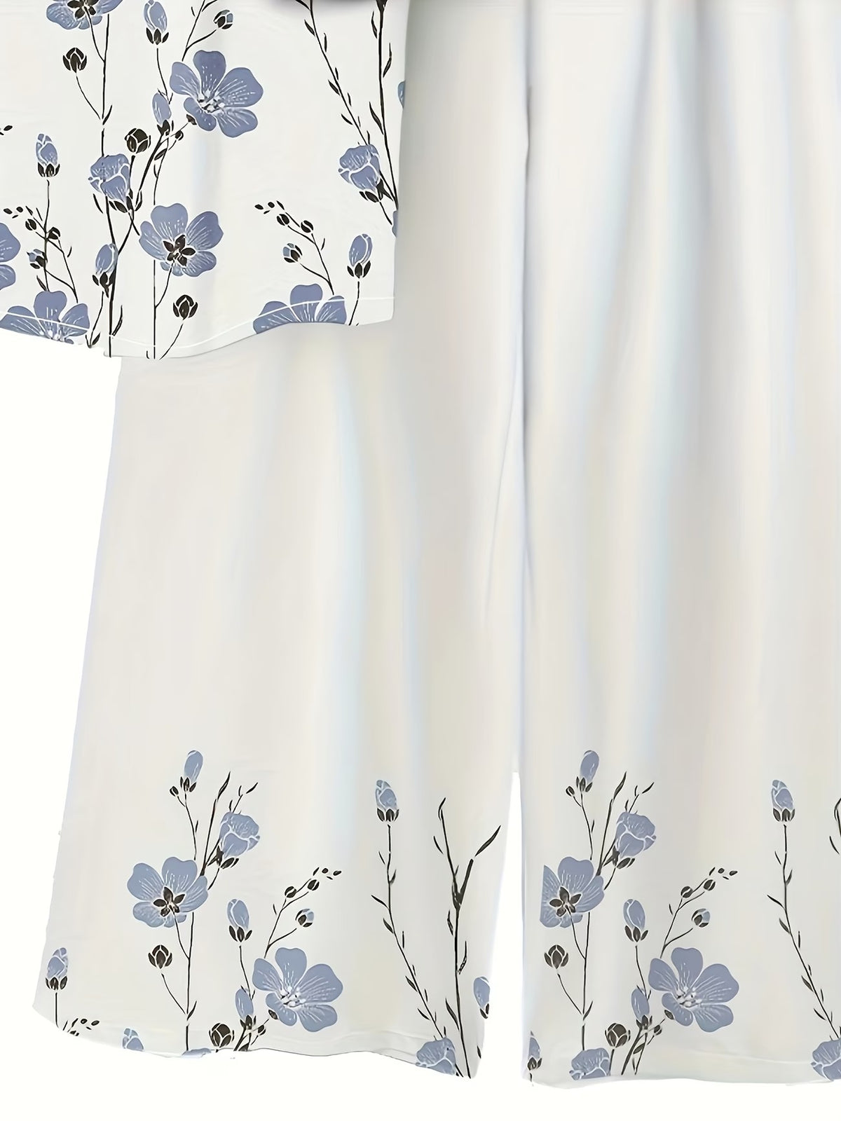 Women's Lightweight Floral Top & Elastic Waist Pants Set