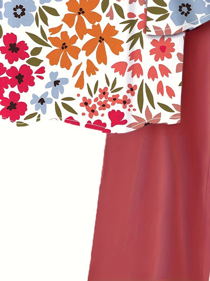 Women's Lightweight Floral Top & Elastic Waist Pants Set