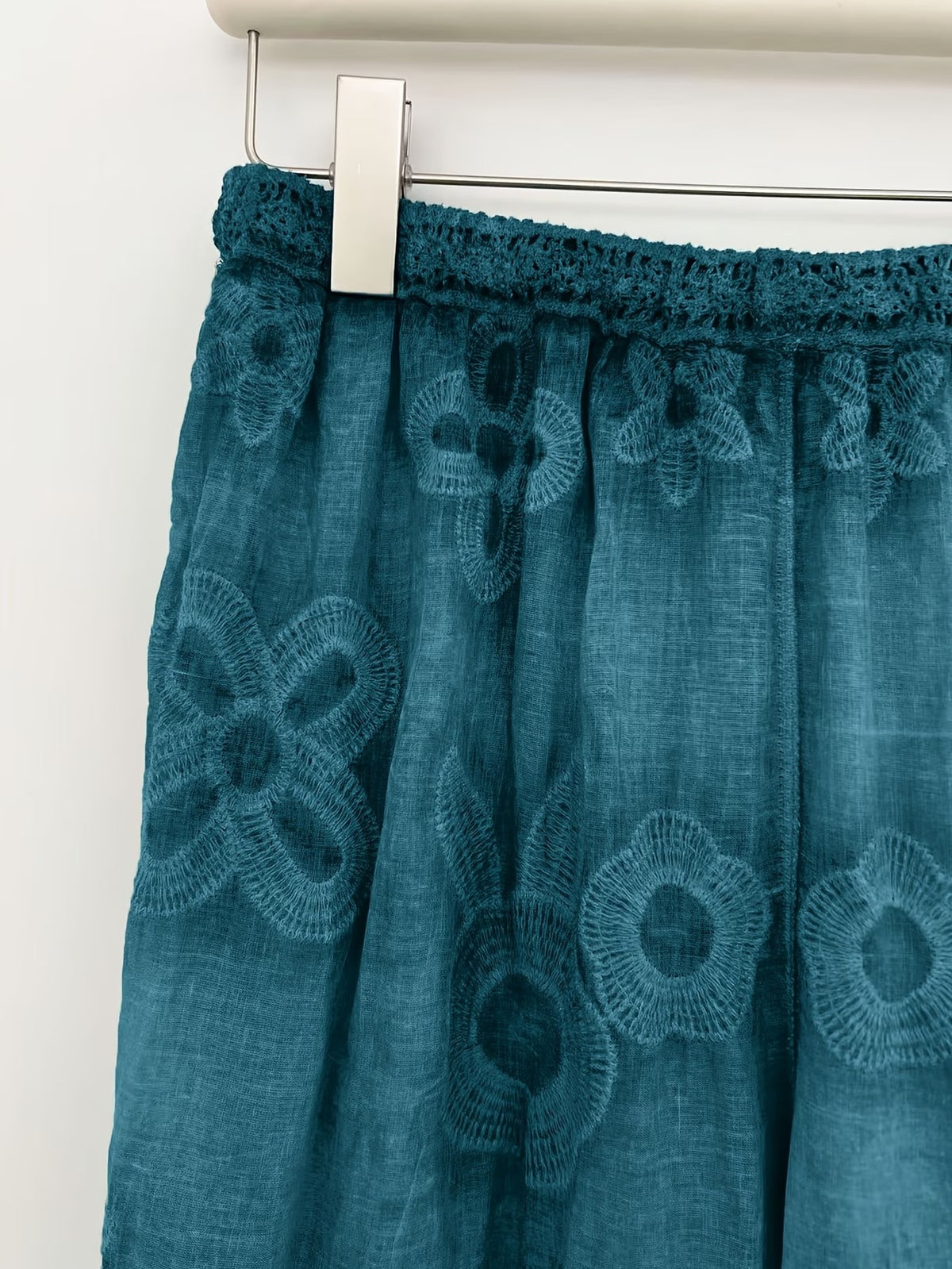 Women's Relaxed Embroidered Shirt & Elastic Waist Pants