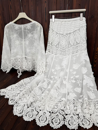 Women's Luxury Long Sleeve Blouse & Maxi Skirt Co-Ord Set