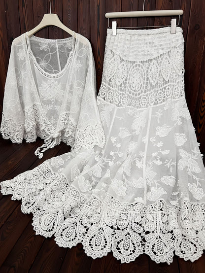 Women's Luxury Long Sleeve Blouse & Maxi Skirt Co-Ord Set