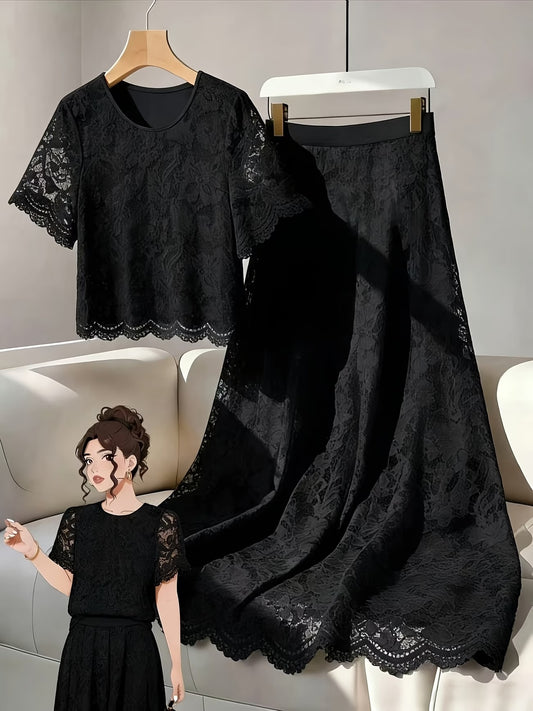 Women's Plus Size Chic Pleated Skirt Co-Ord Set