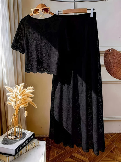 Women's Plus Size Chic Pleated Skirt Co-Ord Set