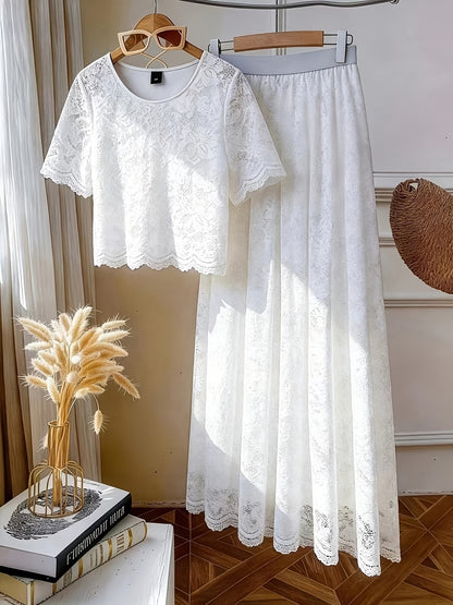 Women's Plus Size Chic Pleated Skirt Co-Ord Set