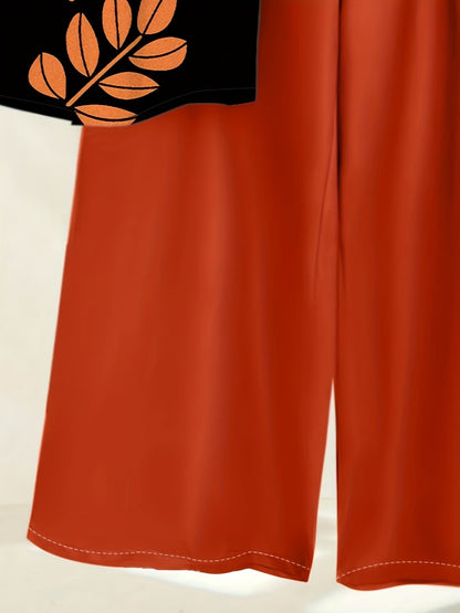 Women's Lightweight Floral Top & Elastic Waist Pants Set