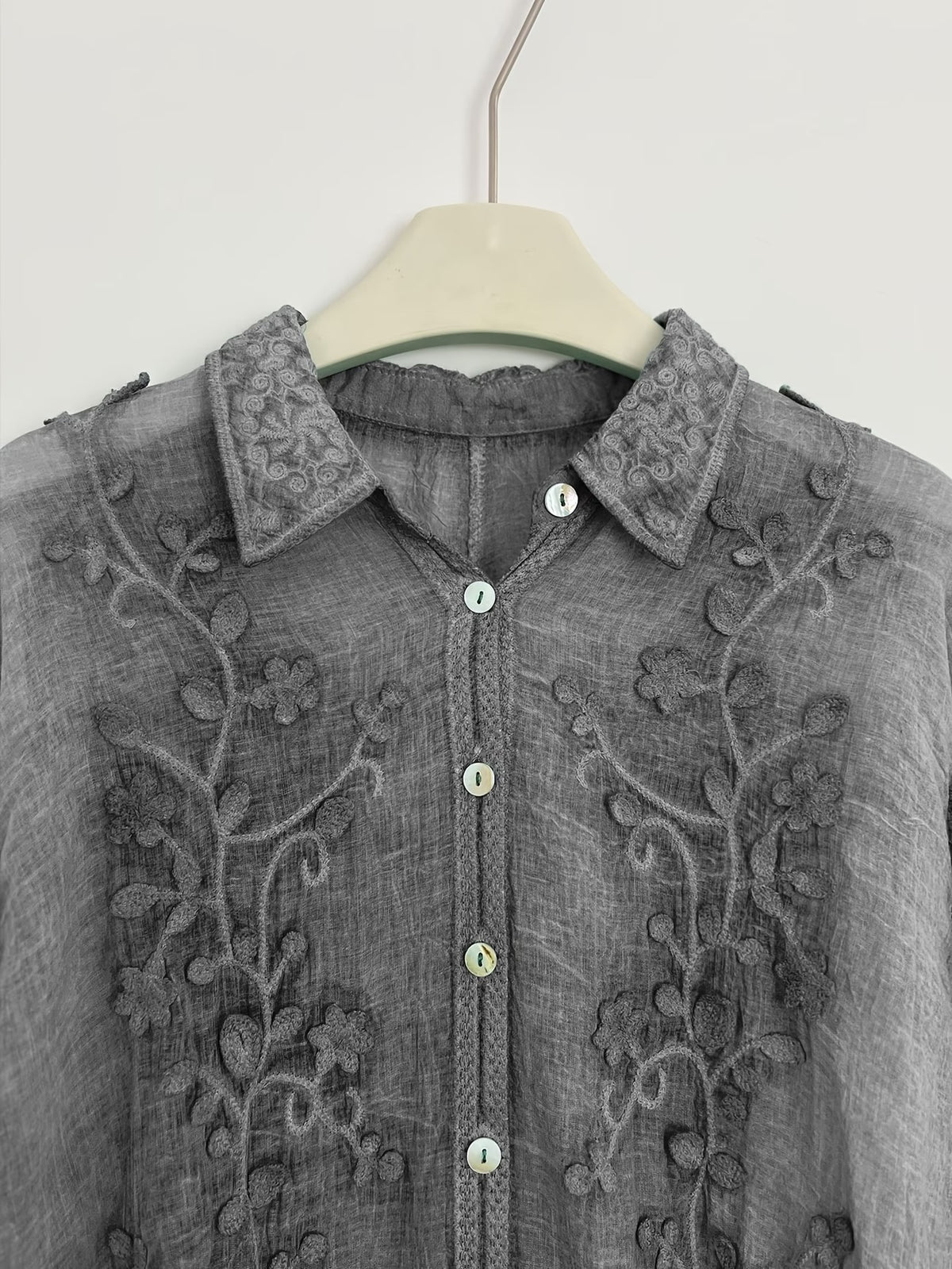 Women's Elegant Embroidered Shirt & Midi Skirt Co-Ord Set