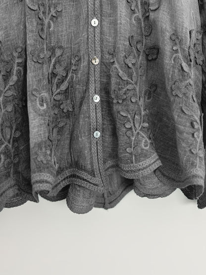 Women's Elegant Embroidered Shirt & Midi Skirt Co-Ord Set