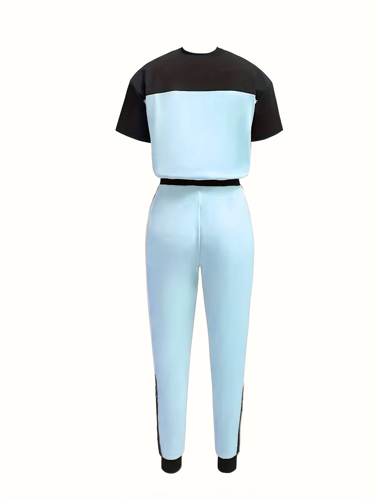 Women's Modern Color Block T-Shirt & Full-Length Pants Set