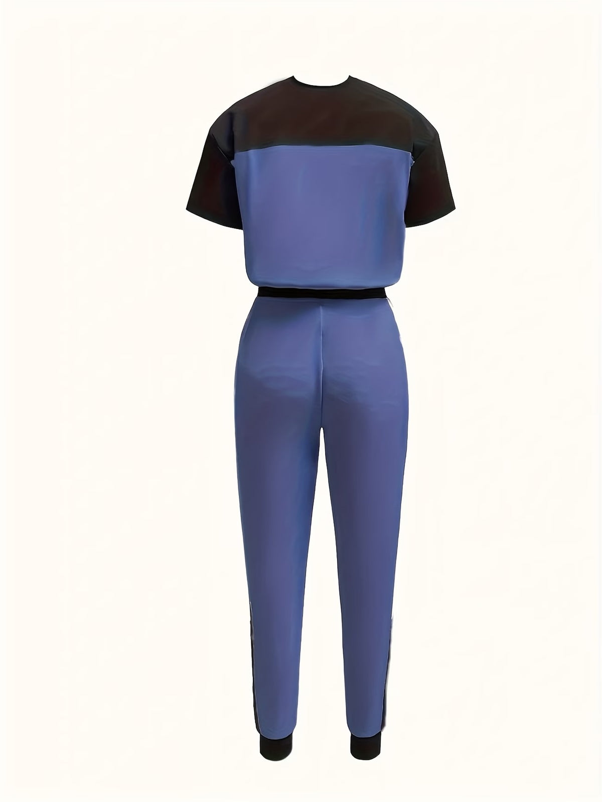 Women's Modern Color Block T-Shirt & Full-Length Pants Set