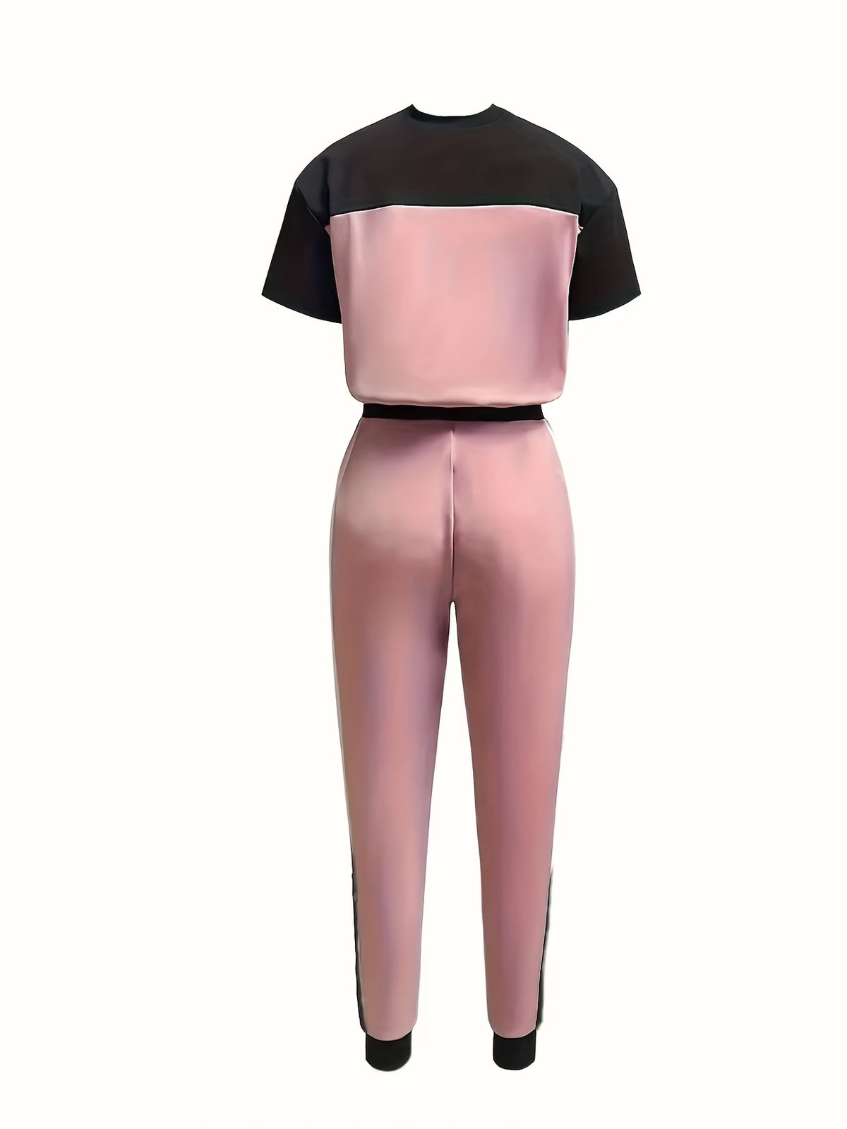 Women's Modern Color Block T-Shirt & Full-Length Pants Set