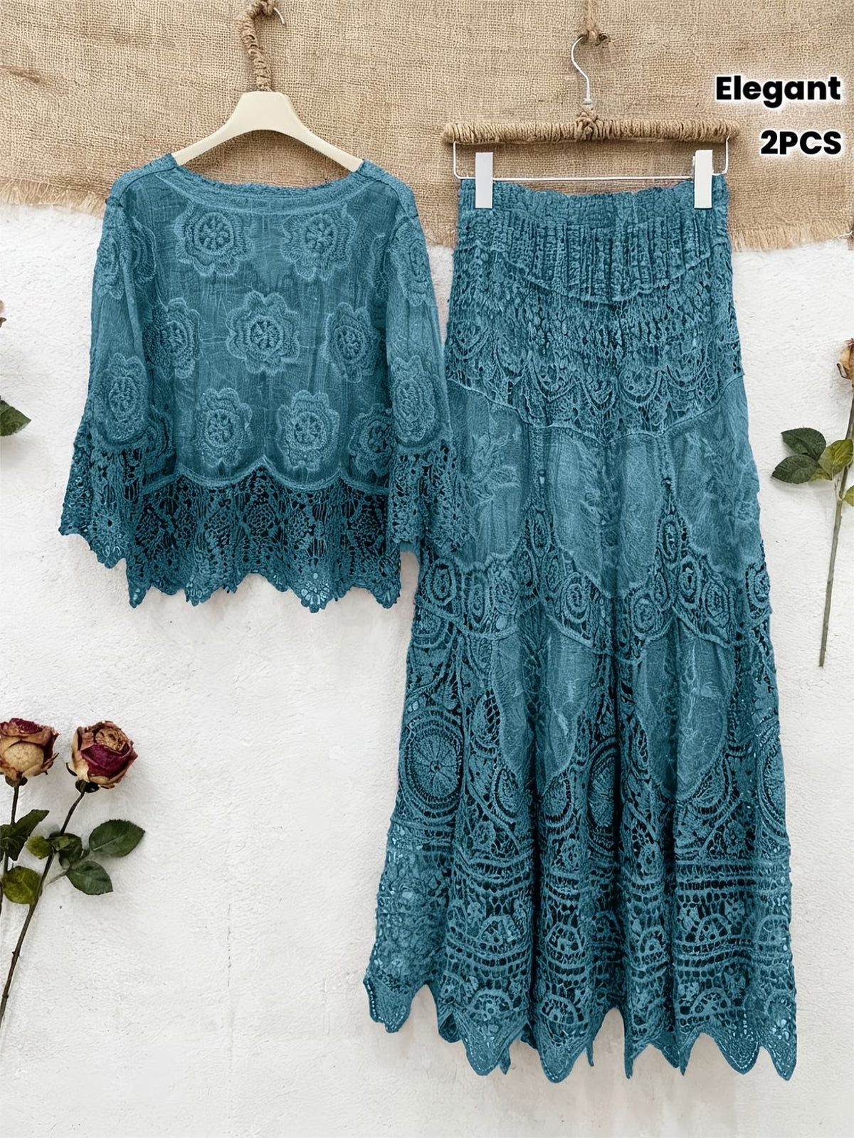 Women’s Elegant Button-Front Shirt & Flowing Long Skirt Outfit