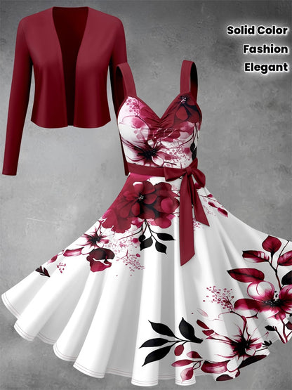 Women’s Graceful Long-Sleeve Top & Flowing Long Skirt Co-Ord Set