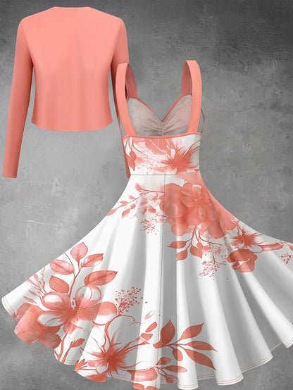 Women’s Graceful Long-Sleeve Top & Flowing Long Skirt Co-Ord Set