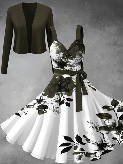 Women’s Graceful Long-Sleeve Top & Flowing Long Skirt Co-Ord Set