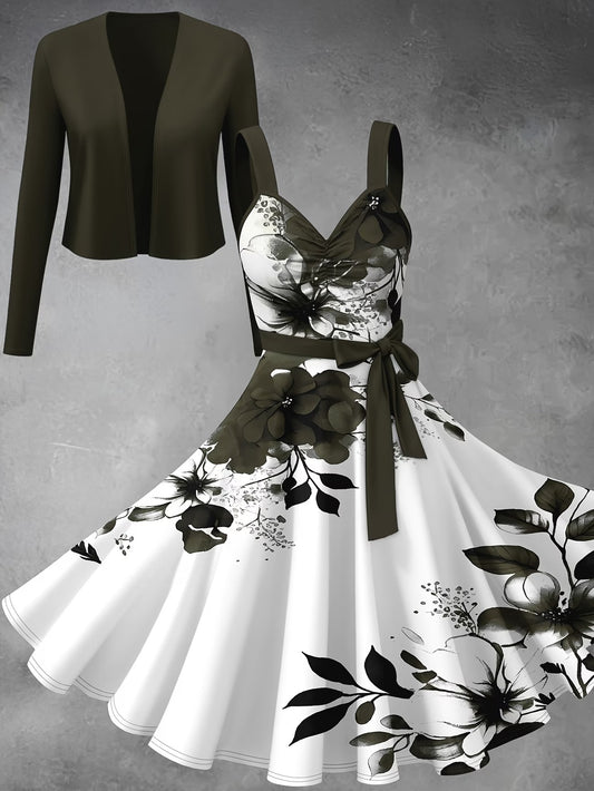 Women’s Graceful Long-Sleeve Top & Flowing Long Skirt Co-Ord Set