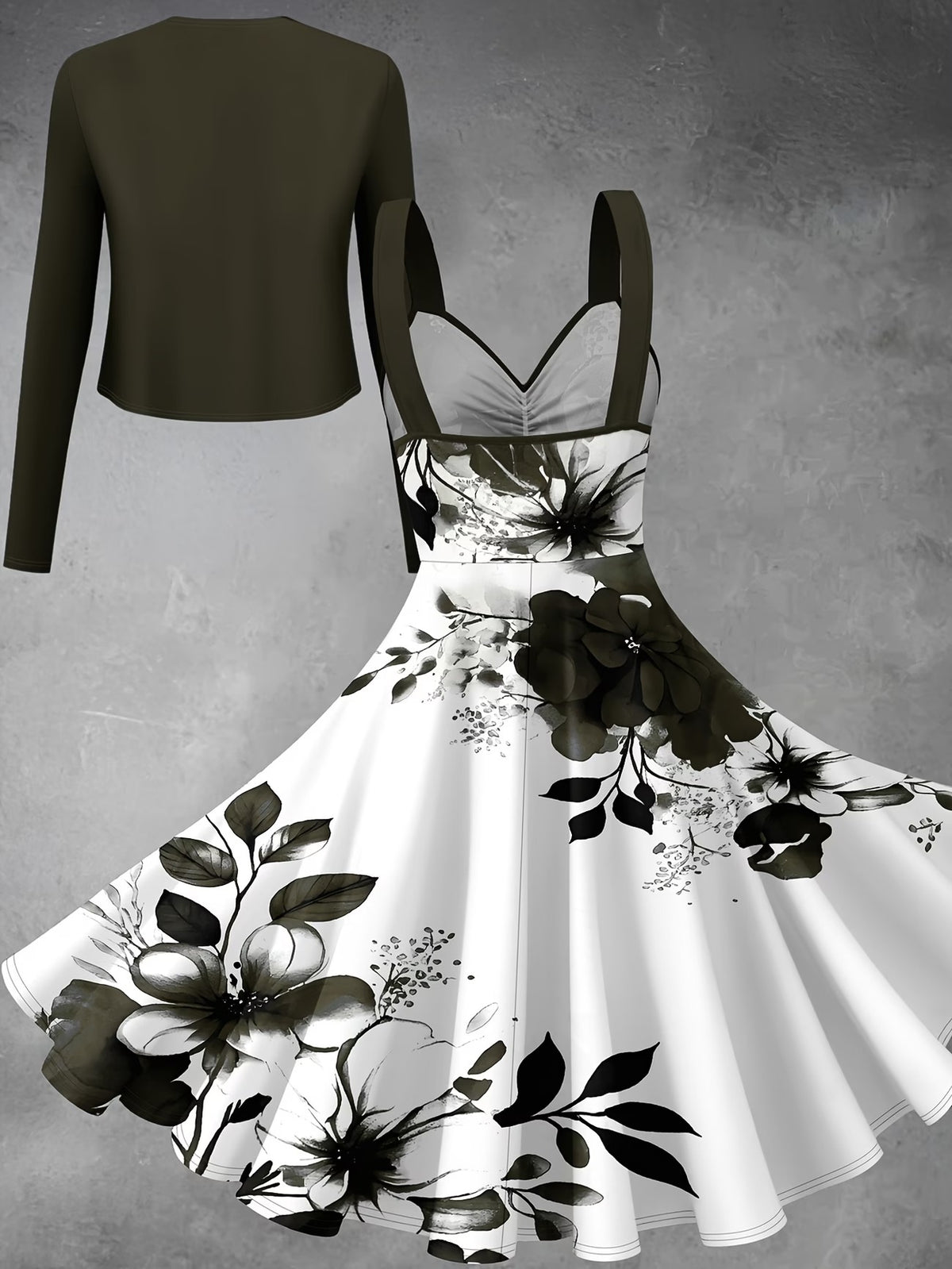 Women’s Graceful Long-Sleeve Top & Flowing Long Skirt Co-Ord Set