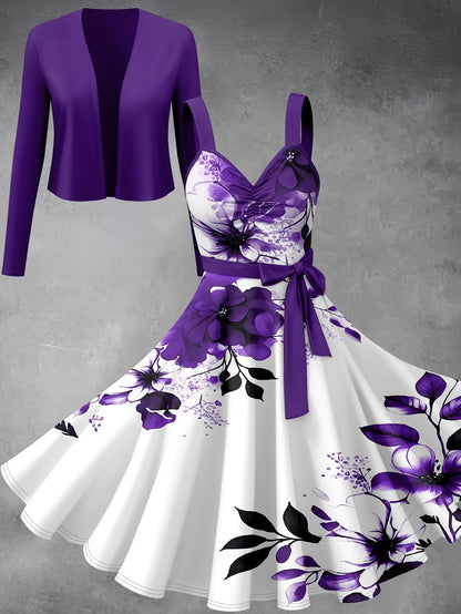 Women’s Graceful Long-Sleeve Top & Flowing Long Skirt Co-Ord Set