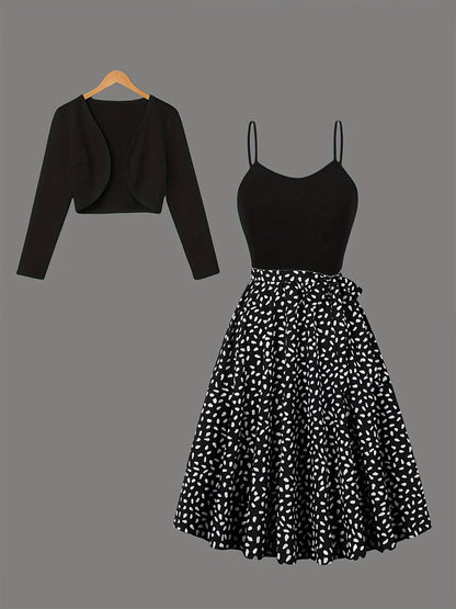 Women’s Graceful Long-Sleeve Top & Flowing Long Skirt Co-Ord Set
