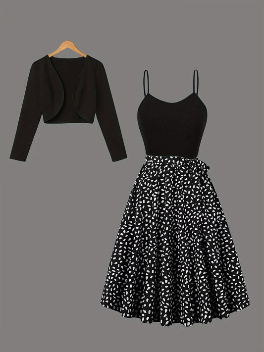 Women’s Graceful Long-Sleeve Top & Flowing Long Skirt Co-Ord Set