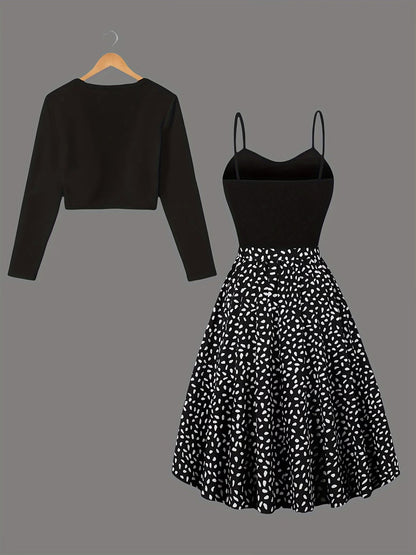 Women’s Graceful Long-Sleeve Top & Flowing Long Skirt Co-Ord Set