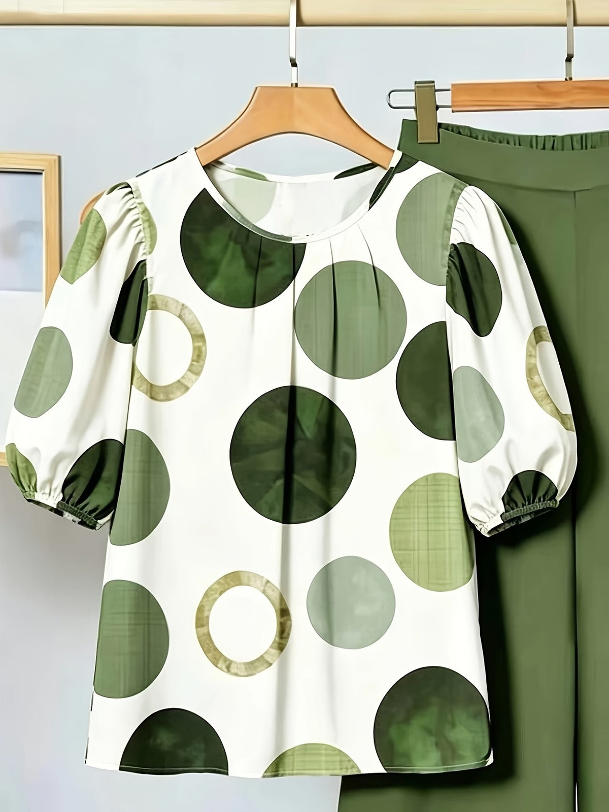 Women’s Comfortable Casual Pullover Top & Wide-Leg Pants 2-Piece Outfit