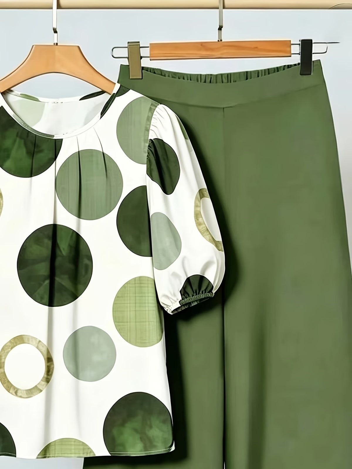 Women’s Comfortable Casual Pullover Top & Wide-Leg Pants 2-Piece Outfit