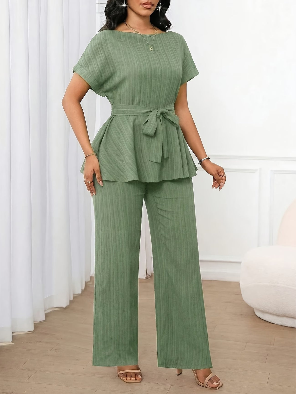 Women’s Loose Straight-Leg Pants Set