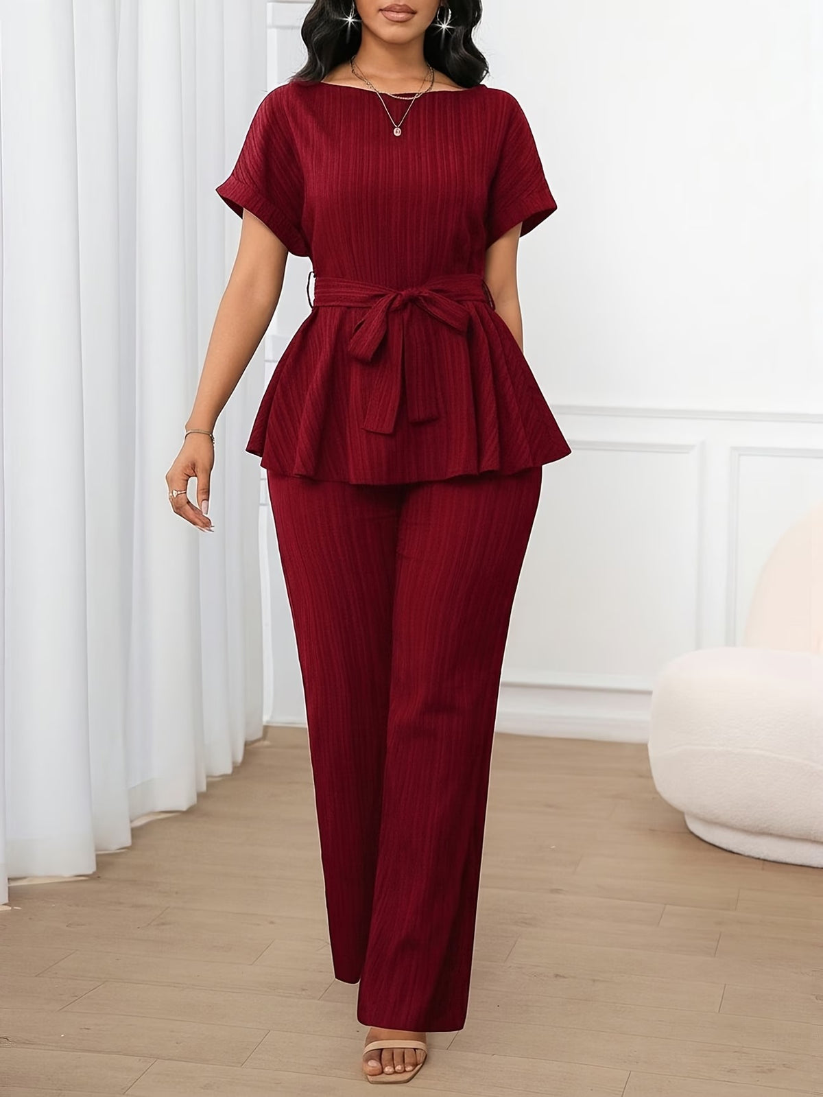 Women’s Loose Straight-Leg Pants Set