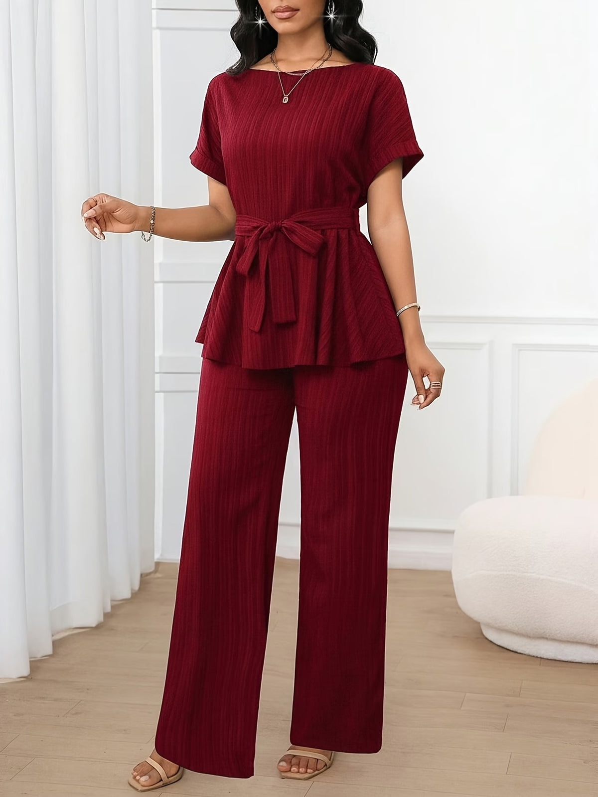 Women’s Loose Straight-Leg Pants Set