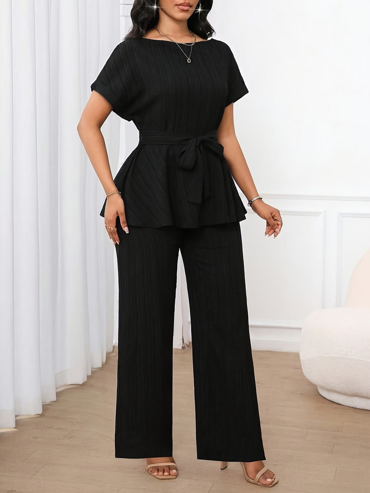 Women’s Loose Straight-Leg Pants Set