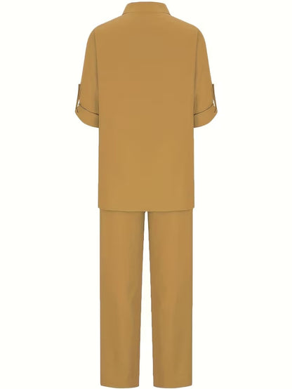 Women’s Loose-Fit Collared Shirt & Trousers Set