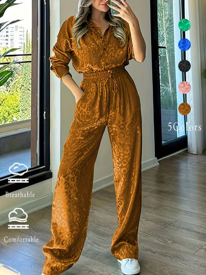 Women’s Stretchy Long-Sleeve Shirt & Pants Set