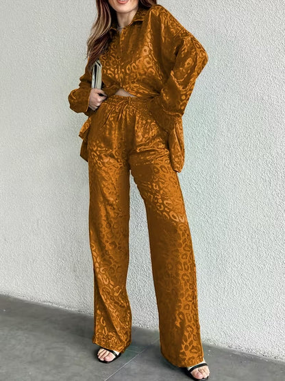 Women’s Stretchy Long-Sleeve Shirt & Pants Set
