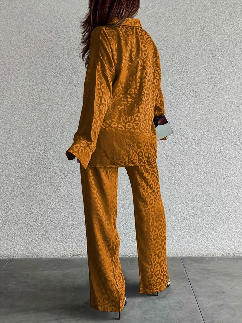Women’s Stretchy Long-Sleeve Shirt & Pants Set