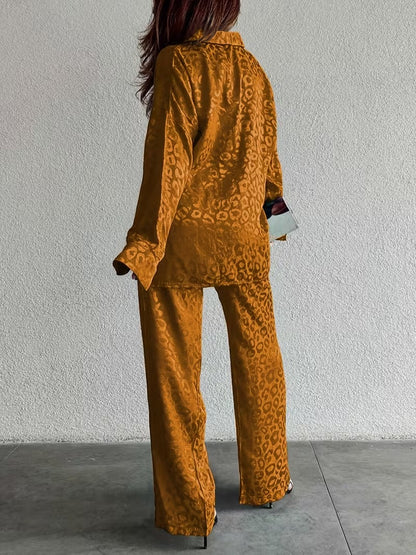 Women’s Stretchy Long-Sleeve Shirt & Pants Set