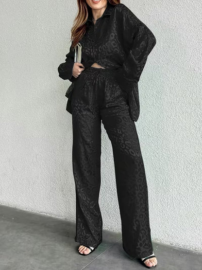 Women’s Stretchy Long-Sleeve Shirt & Pants Set