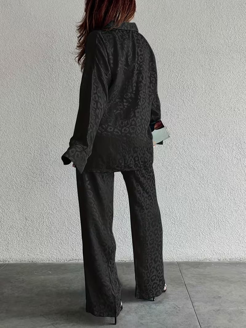 Women’s Stretchy Long-Sleeve Shirt & Pants Set